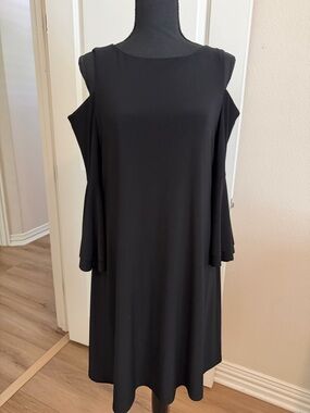 Lauren Ralph Lauren Black Cold-Shoulder Midi Dress